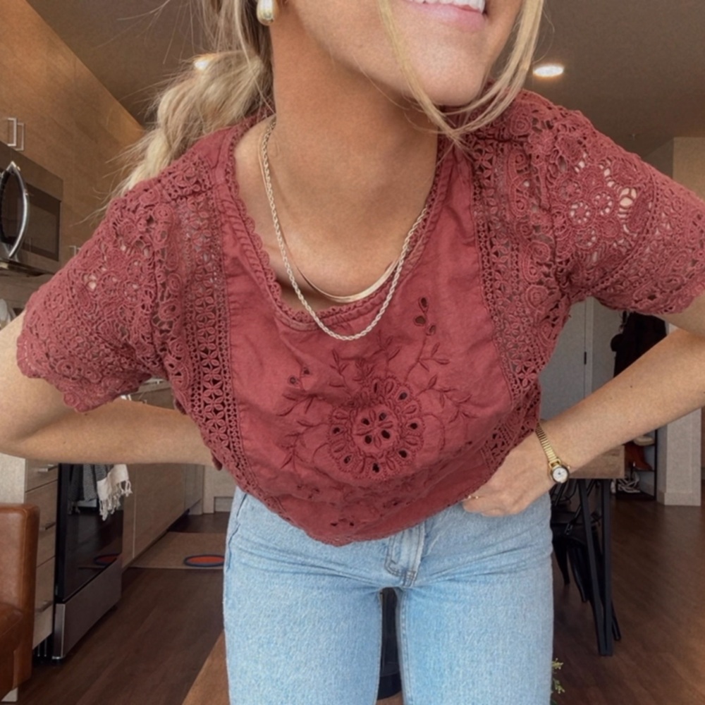 Maroon top